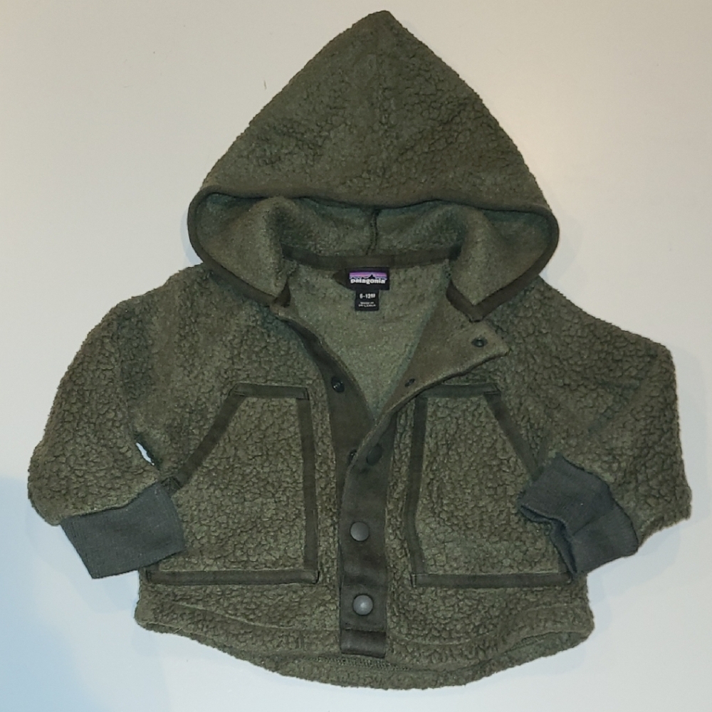 Patagonia Forest Green Hooded Sherpa Jacket